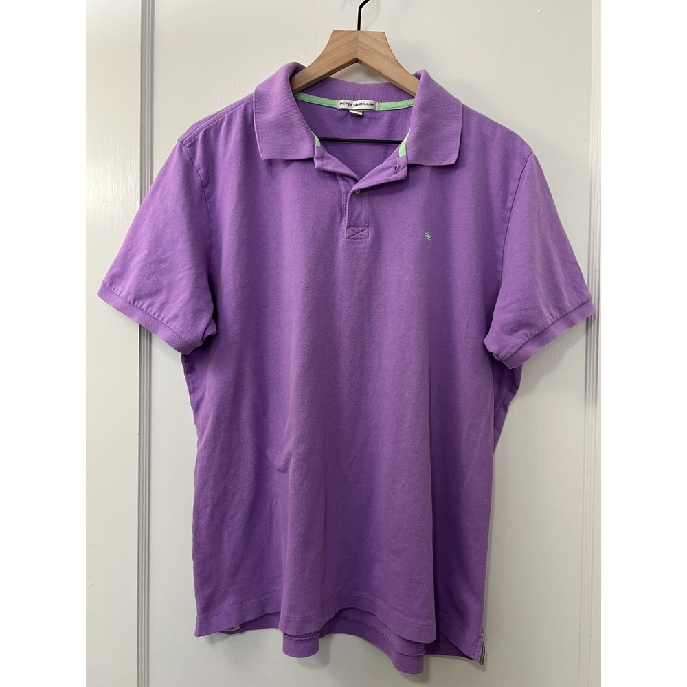 Peter Millar Purple Pique Polo Shirt - Men's Large